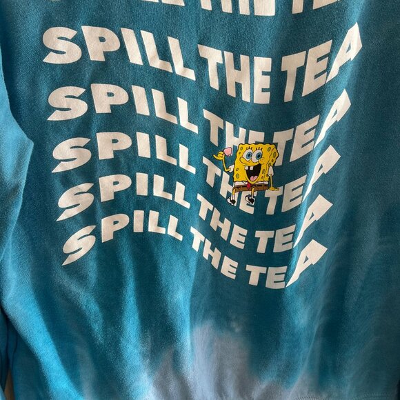Sponge Bob Size Med Blue Green Tie Dye Lightweight Sweatshirt Spill The Tea - Picture 6 of 7
